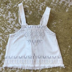 Brand new with tags white denim shirt with tie in the back